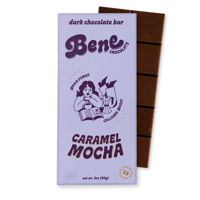 Caramel Mocha Dark Chocolate Bar: Brain Power + Collagen Boost