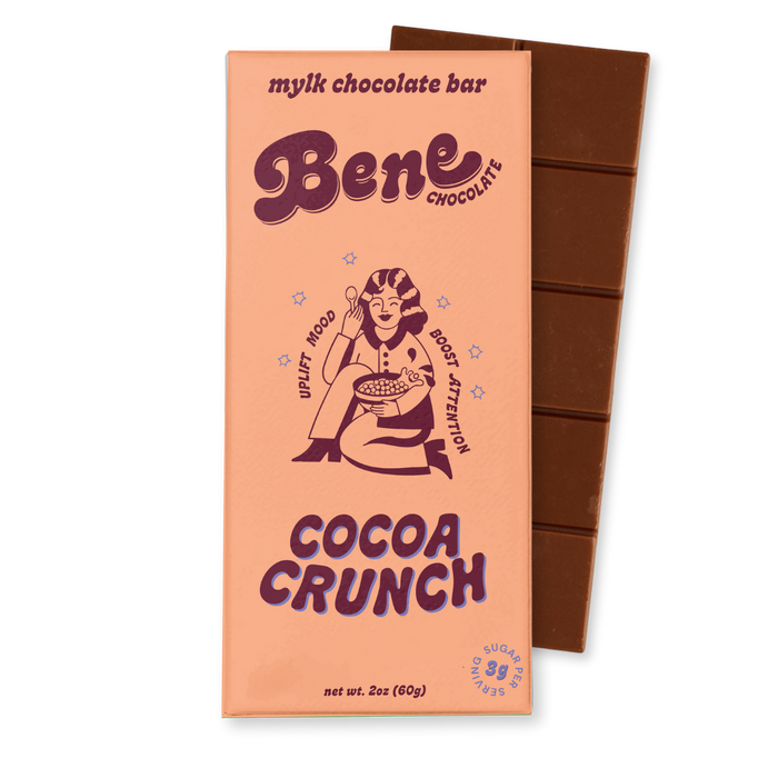 Cocoa Crunch Mylk Chocolate Bar: Mood + Attention Boost