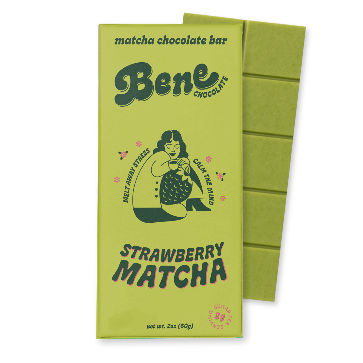 Strawberry Matcha Chocolate Bar: Less Stress + Better Focus
