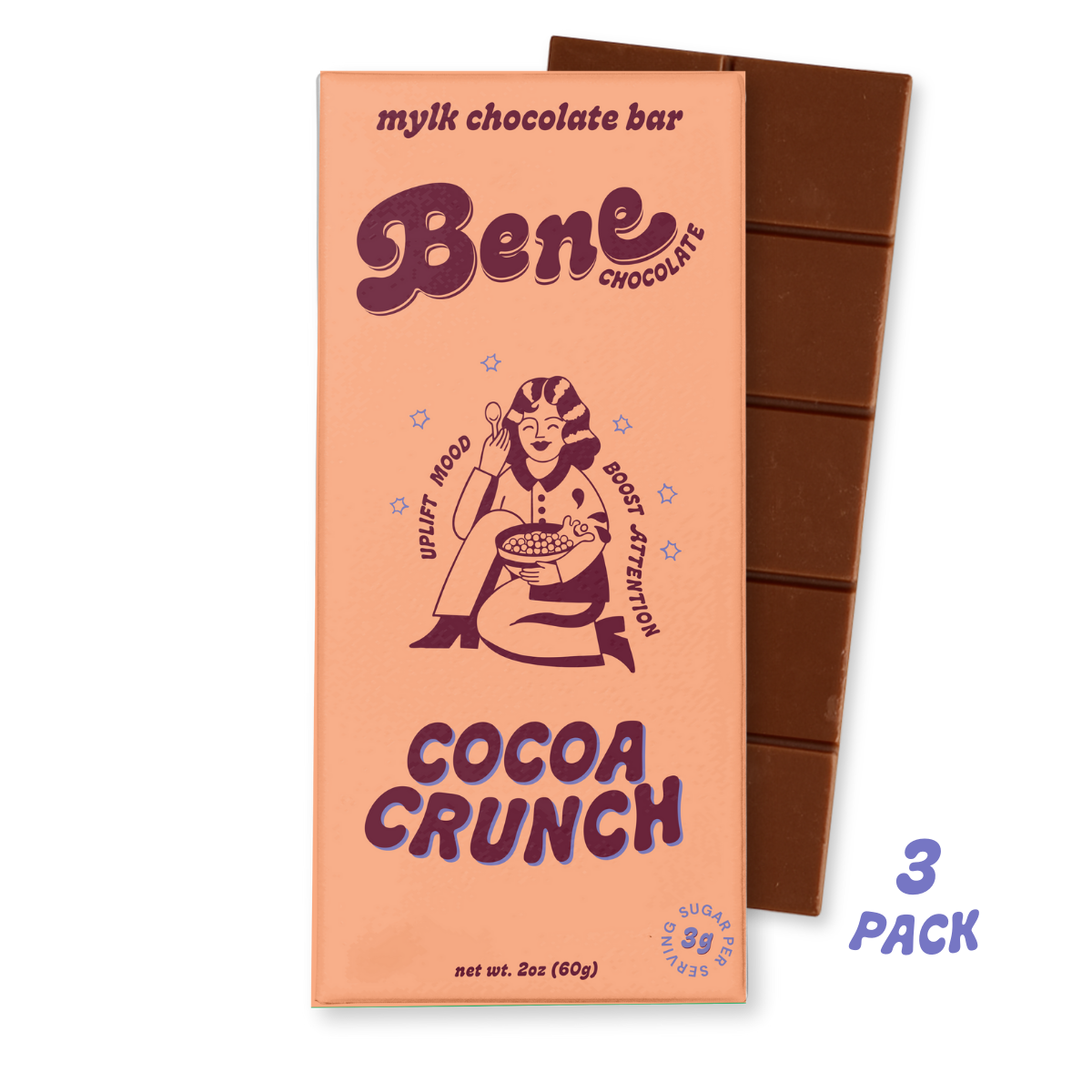Cocoa Crunch Mylk Chocolate Bar: Mood + Attention Boost