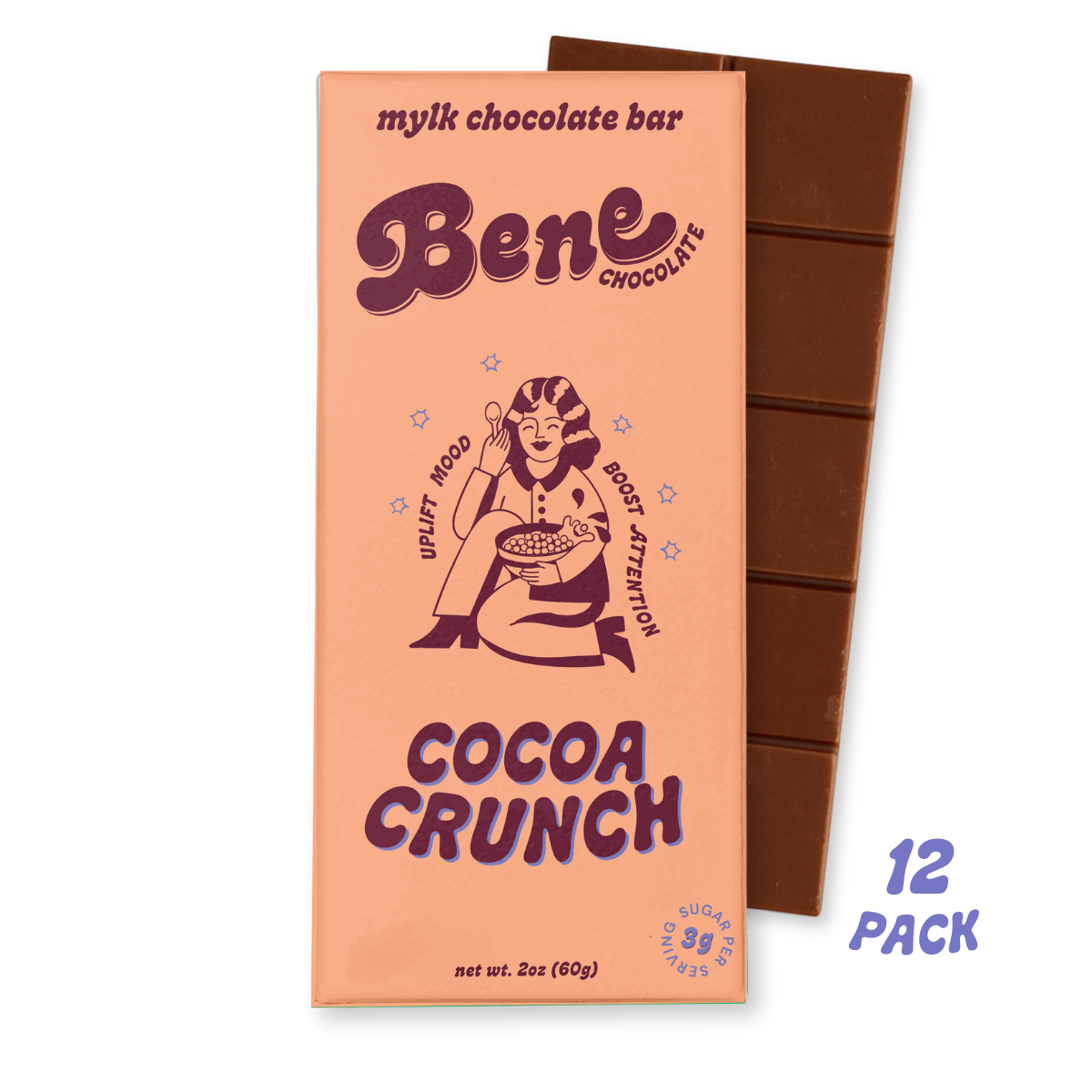 Cocoa Crunch Mylk Chocolate Bar: Mood + Attention Boost