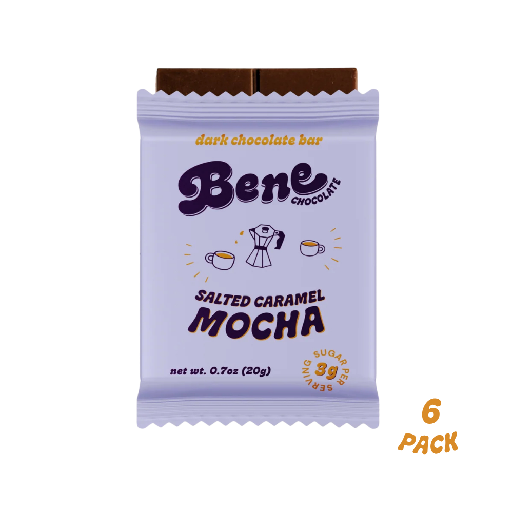 Salted Caramel Mocha Dark Chocolate Bar - Organic, Low-Sugar, Vegan