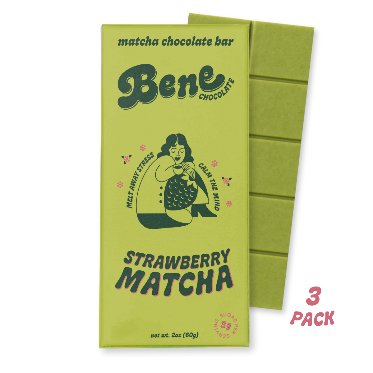 Strawberry Matcha Chocolate Bar: Less Stress + Better Focus
