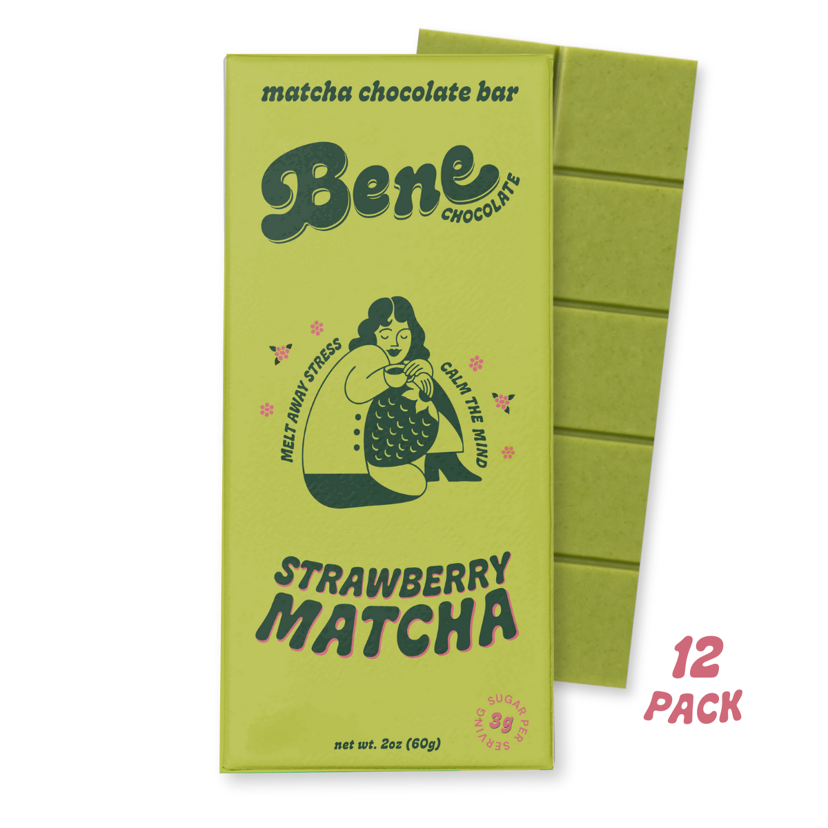 Strawberry Matcha Chocolate Bar: Less Stress + Better Focus