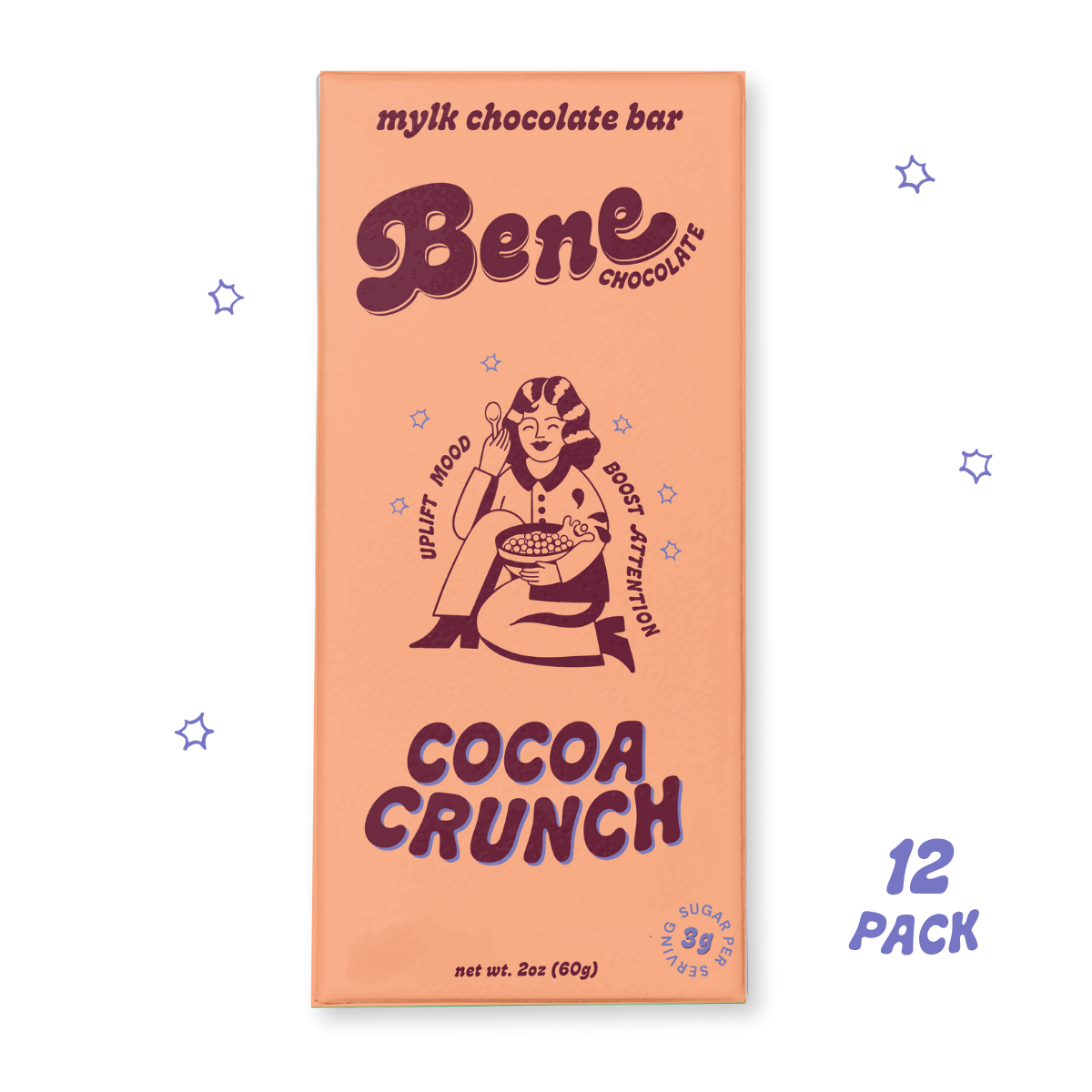Cocoa Crunch Mylk Chocolate Bar: Mood + Attention Boost