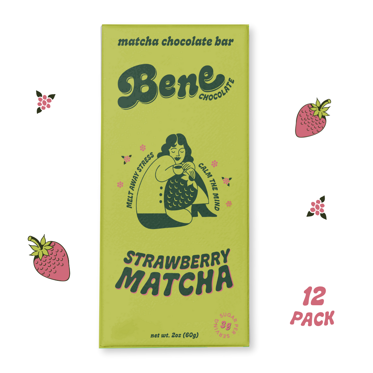 Strawberry Matcha Chocolate Bar: Less Stress + Better Focus