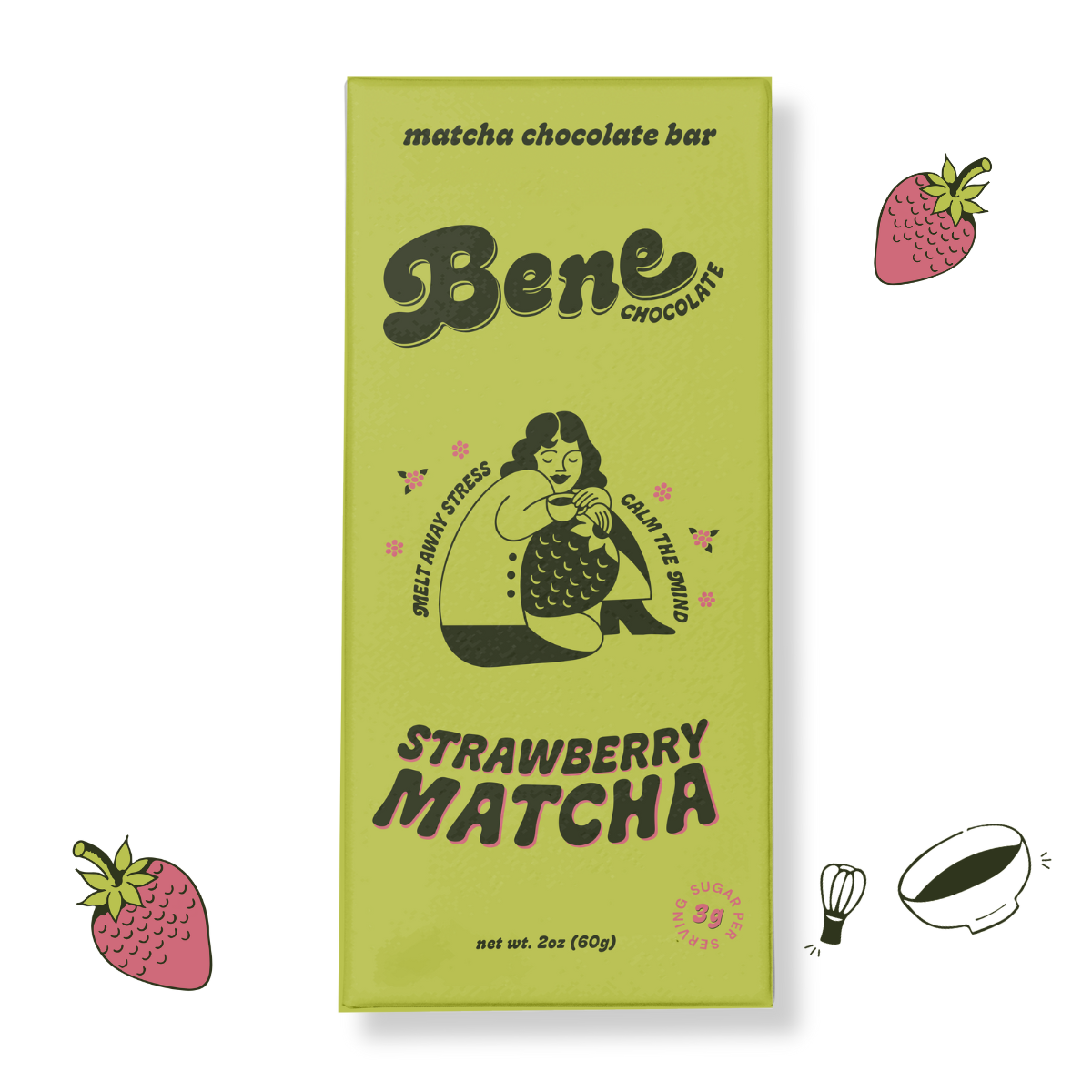 Strawberry Matcha Chocolate Bar: Less Stress + Better Focus