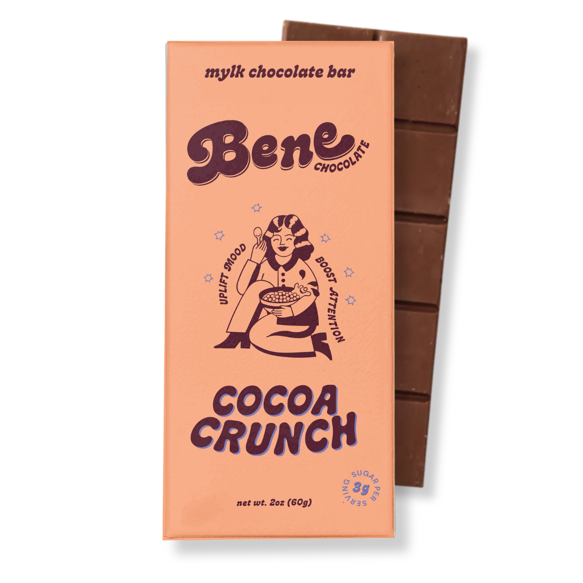 Cocoa Crunch Mylk Chocolate Bar: Mood + Attention Boost