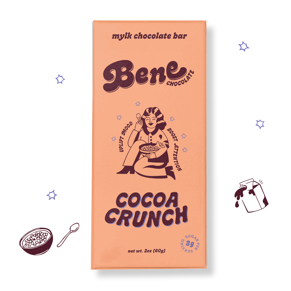Cocoa Crunch Mylk Chocolate Bar: Mood + Attention Boost