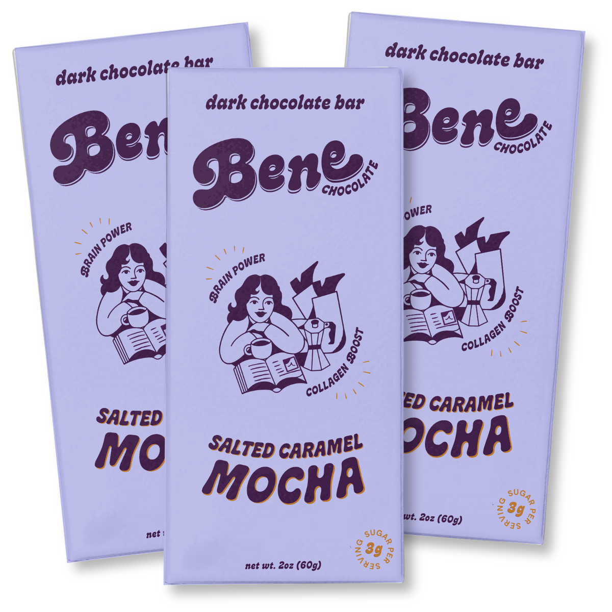 Salted Caramel Mocha Dark Chocolate Bar: Brain Power + Collagen Boost