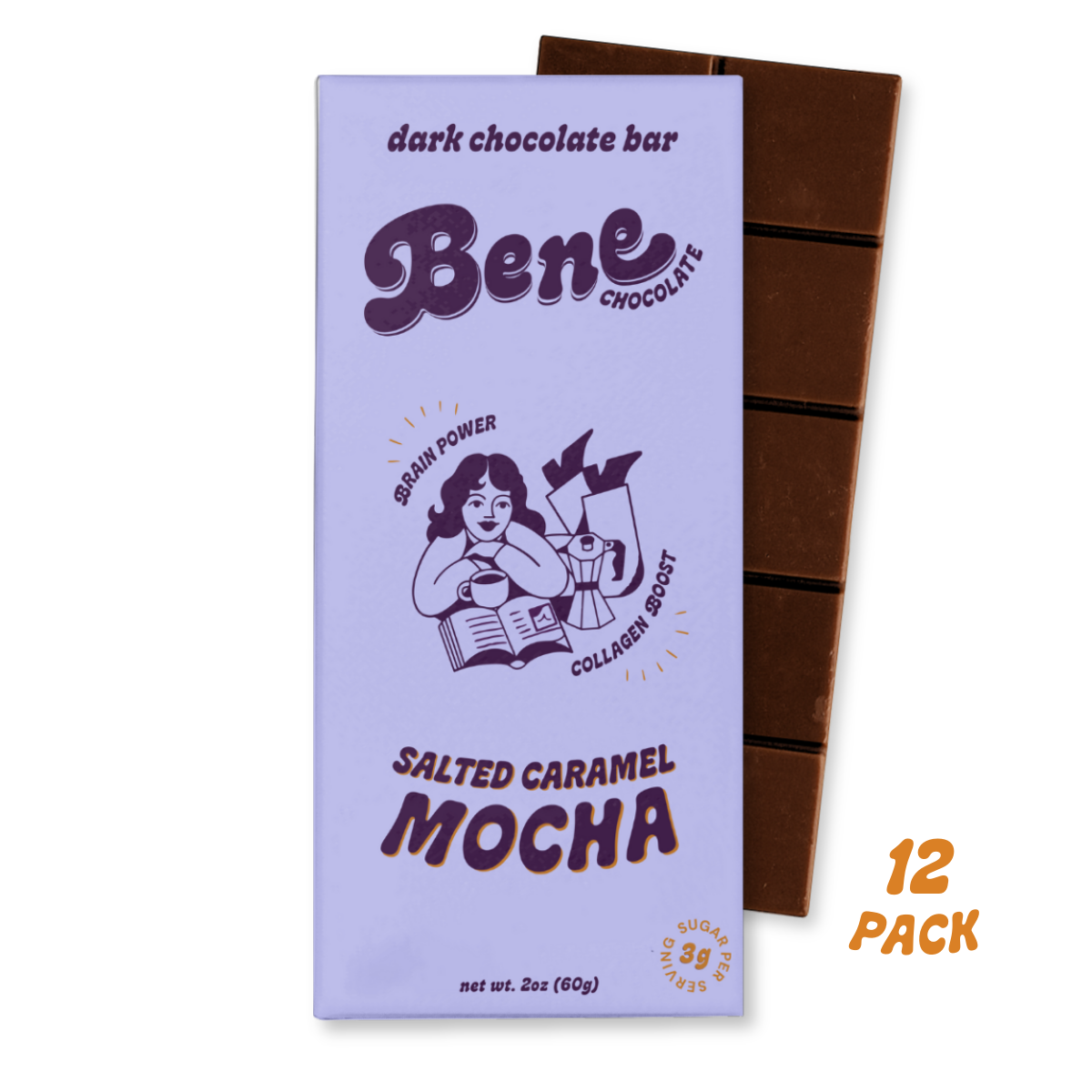 Salted Caramel Mocha Dark Chocolate Bar: Brain Power + Collagen Boost