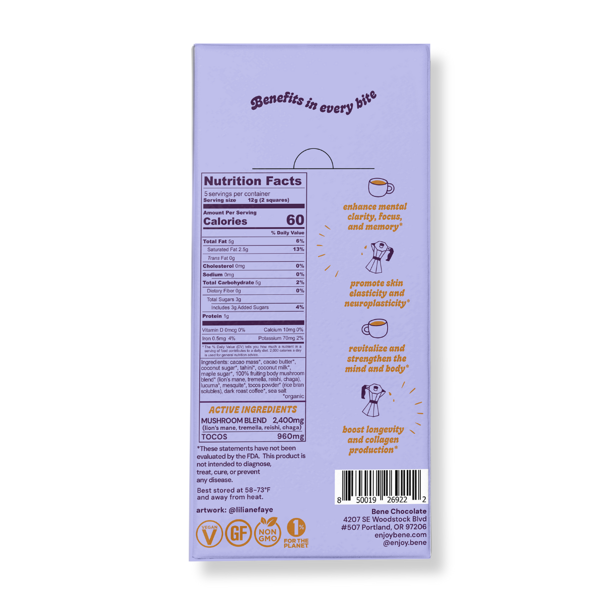 Salted Caramel Mocha Dark Chocolate Bar: Brain Power + Collagen Boost