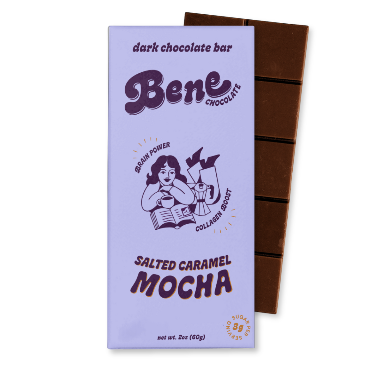 Salted Caramel Mocha Dark Chocolate Bar: Brain Power + Collagen Boost