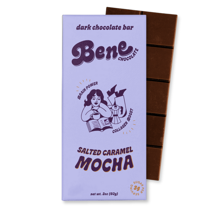 Salted Caramel Mocha Dark Chocolate Bar: Brain Power + Collagen Boost