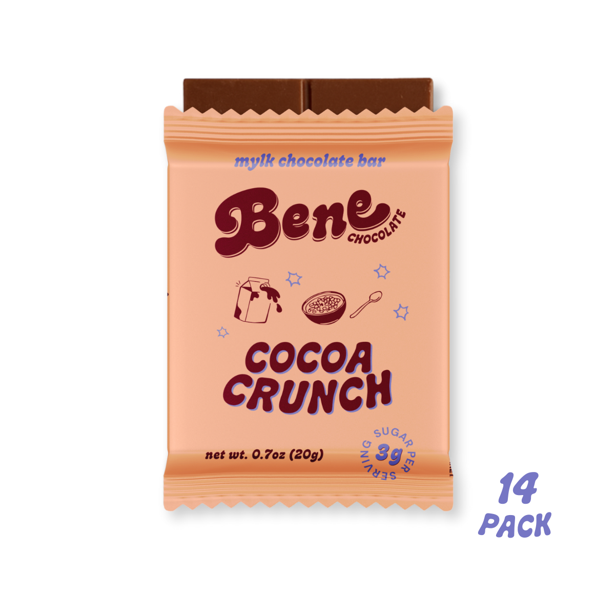 Cocoa Crunch Mylk Chocolate Bar: Mood + Attention Boost